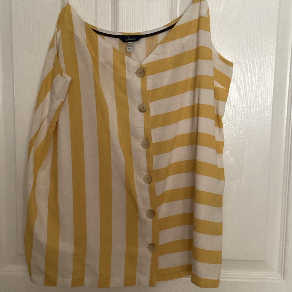 Joules Yellow and White Striped Sleeveless Blouse